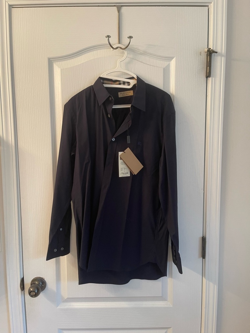 Men's Navy Long-Sleeve Dress Shirt - Burberry